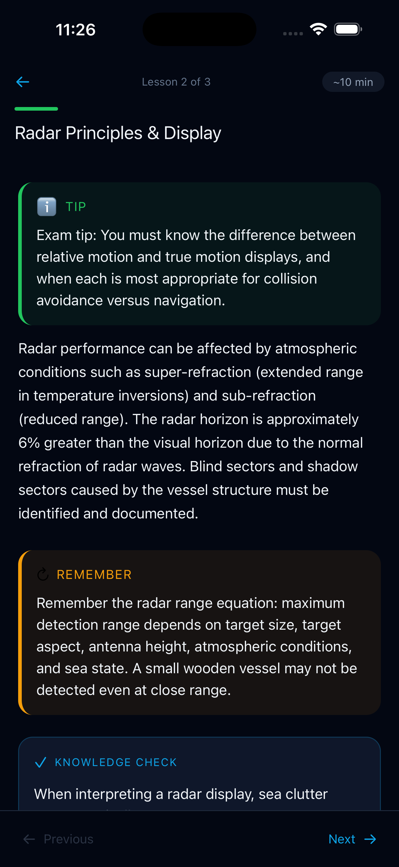Lesson content with exam tip callout box