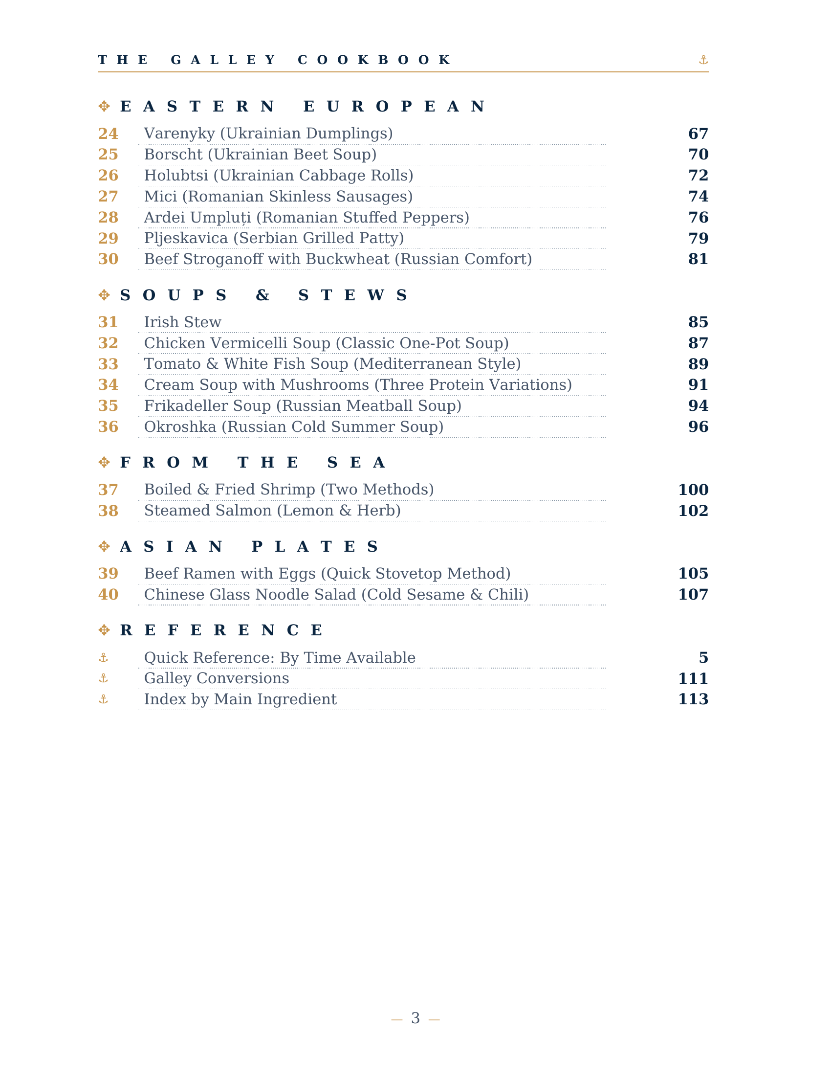 Table of contents page 2 — Eastern European through Asian Plates plus reference material